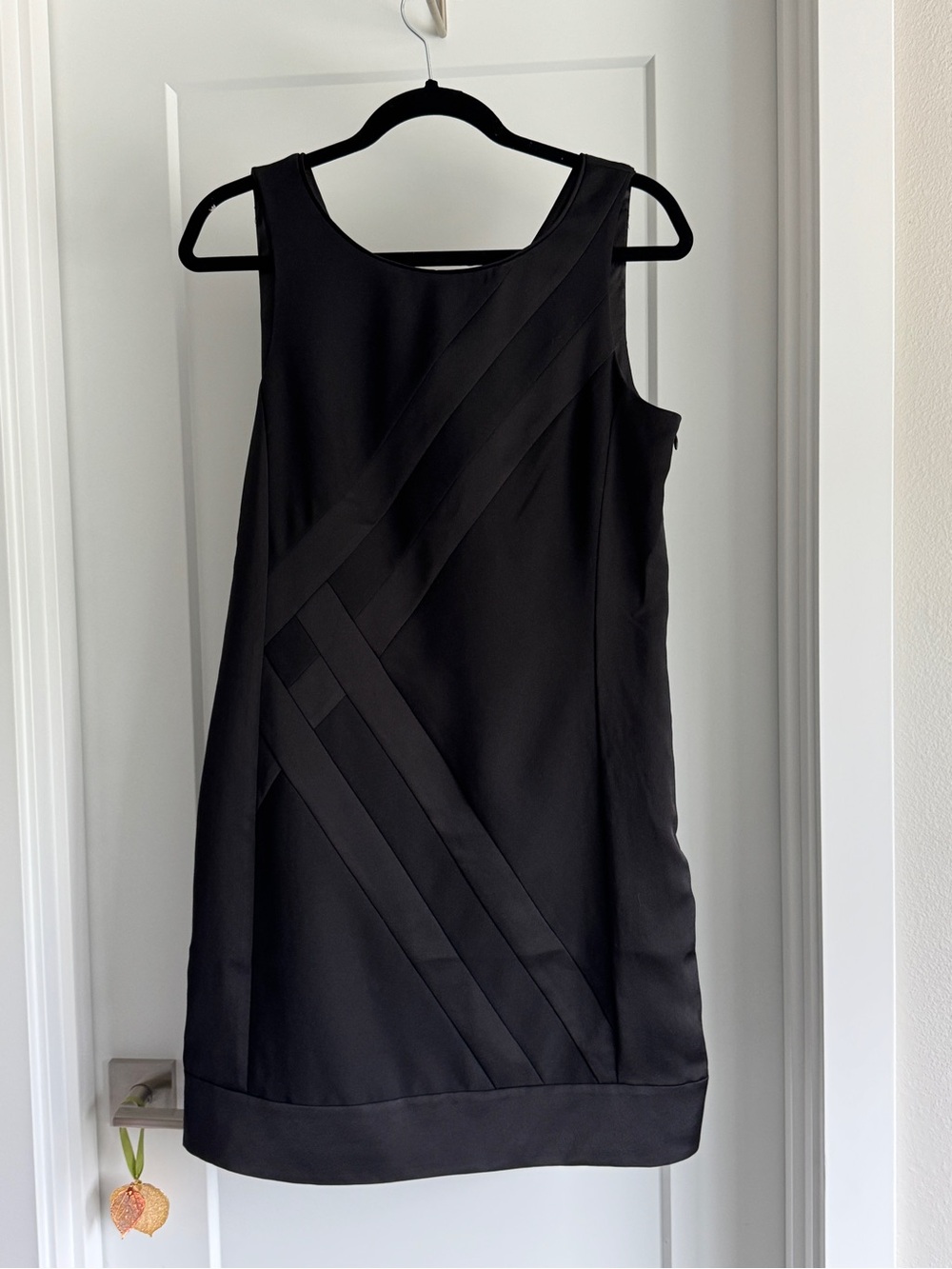 White House Black Market Black Sleeveless Mini Dress with Diagonal Band Detail